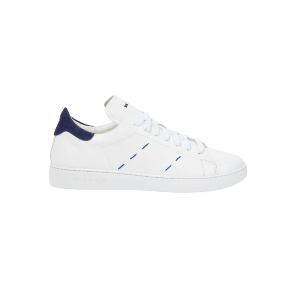 NEW Kiton Stitched Low Top Lace Up Sneakers Trainers Mens 46 12 US White Leather